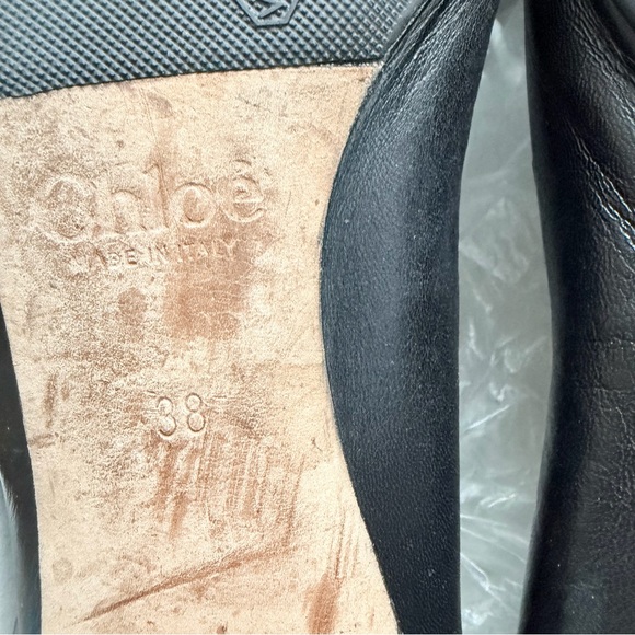 Chloé Women's Black Lauren Scalloped Leather Ballerina Flats - size 38 | US 8 - Picture 6 of 9